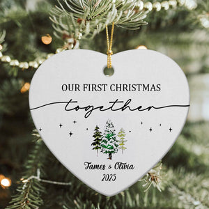 Our First Christmas As Mr and Mrs Couple Heart Shaped Ceramic Ornament LM32 895717