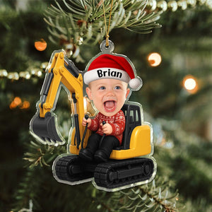 Custom Photo 3D Effect Little Boy With Excavator Acrylic Ornament Christmas Gift For Family LM32 895813