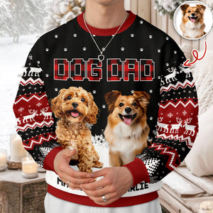 Custom Photo - Dog Mom Dog Dad Christmas Pattern Ugly Sweater Christmas Gift HA75 897568