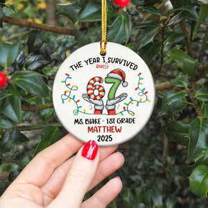 Personalized Funny Kids Six Seven Christmas Ornament, Funny Teen Grandkid Ceramic Ornament HA75 898302