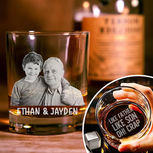 Custom Photo Like Father Like Daughter Engraved Whiskey Glass Personalized Gift For Dad CH07 895740