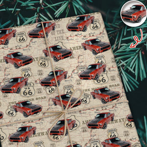 Custom Car Photo Retro Route 66 Wrapping Paper Gift For Car Lover CH07 899932