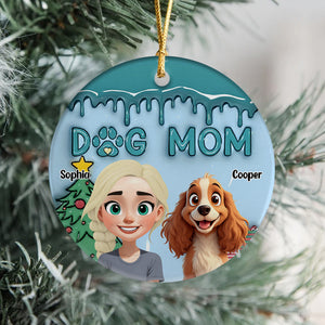 A Girl With Her Dogs - Personalized Christmas Ceramic Ornament Gift For Dog Lovers LM32 897157