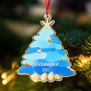 Custom Baby Name & Year Sea Glass Christmas Acrylic Ornament LM32 897101