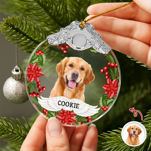 Custom Photo Dog Metal Glass Ornament For Christmas HA75 897168
