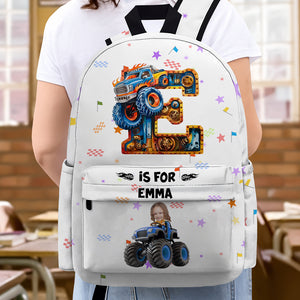 Custom Photo Monster Truck Alphabet Letters Backpack LM32 893927