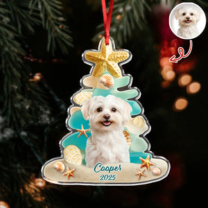 Custom Cute Dog Photo Sea Glass Christmas Acrylic Ornament For Dog Lovers LM32 895997