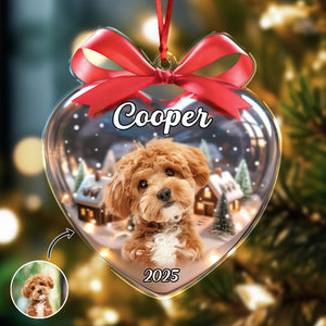 Custom Dog Photo Heart Shaped Acrylic Ornament Christmas Gift For Dog Lovers CH07 899332