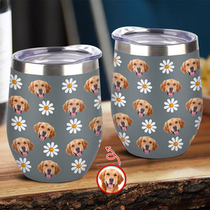 Custom Pet Photo With Icon Wine Tumbler For Dog And Cat Lovers TH10 894275