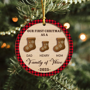 First Christmas As A Family Christmas Stockings - Personalized 2-Layered Wooden Ornament CH07 899338