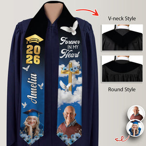 Custom Photo In Loving Memory Family - Class Of 2026 Graduation Stoles Keepsake LM32 897691
