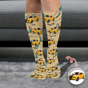Custom Car Photo Retro Route 66 Socks Gift For Car Lover CH07 899938