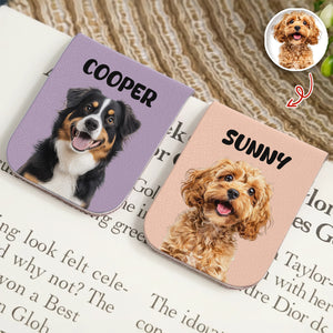 Custom Dog Photo Leather Magnetic Bookmark For Book Lovers, Dog Lovers CH07 899520