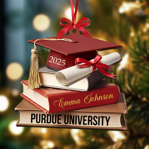 Graduation Cap With Books - Personalized Wooden Ornament Graduation Gifts LM32 897319