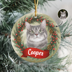 Custom Photo Cat Personalized Ceramic Ornament Christmas Gift For Cat Lovers HA75 897046