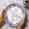 Custom Name Hands in Hands with Mama Chinoiserie Toile De Jouy Style Personalized Ceramic Plate HA75 892654