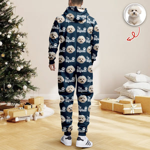 Custom Puppy Photo The Dog Father with Pawprints Design Onesie Pajamas LM32 897209