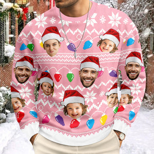 Custom Funny Face Photo Xmas Leds Family Ugly Sweater HO82 900076
