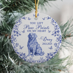 Custom Dog Breeds You Left Paw Prints On My Heart Chinoiserie Toile De Jouy Style Personalized Memorial Ceramic Ornament HO82 894836