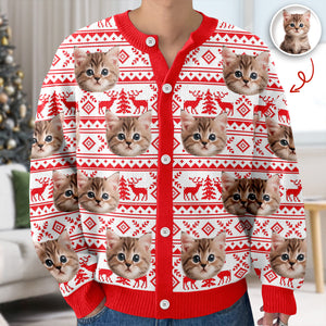 Custom Cat Photo Ugly Cardigan Gift For Cat Lovers LM32 897127