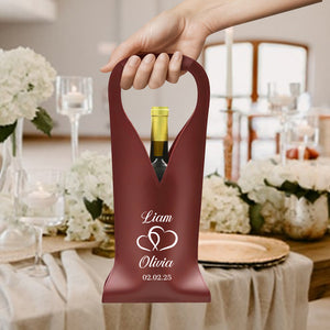 Personalized Groom & Bride Leather Wine Bag Engagement Gift, Wedding Gift CH07 896536