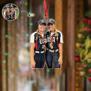Custom Baseball Girl Besties Photo - Personalized Acrylic Ornament Gift For Baseball Lovers HO82 894680