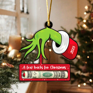 A Few Bucks for Christmas Grinchy Wood Money Holder Ornament LM32 897399