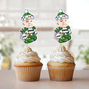 Custom Photo Peeking Baby First Christmas - Personalized Cupcake Toppers LM32 895781
