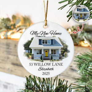 Custom Photo First Christmas At New Home Ceramic Ornament LM32 895599