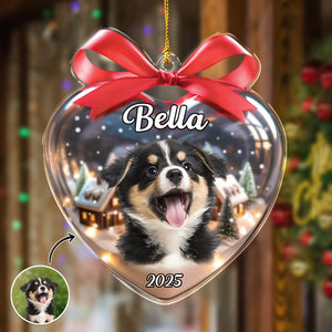 Custom Dog Photo Heart Shaped Acrylic Ornament Christmas Gift For Dog Lovers CH07 899332