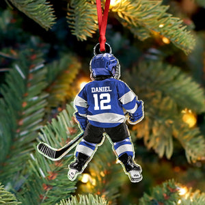 Custom Name Number Personalized Kid Hockey Player Acrylic Ornament HA75 897874