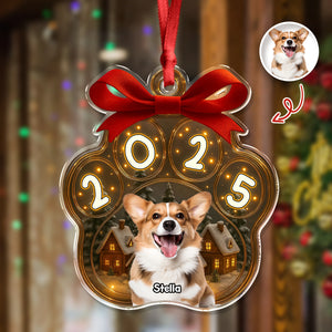 Custom Cute Dog Photo Personalized Dog Paw Christmas Acrylic Ornament CH07 896776