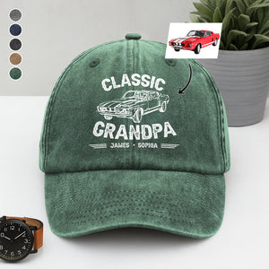 Classic Grandpa - Personalized Custom Vintage Car Washed Denim Baseball Cap LM32 895137