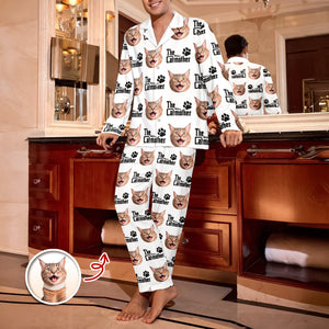 Custom Puppy Photo The Cat Father with Pawprints Design - Personalized Pajamas LM32 895755