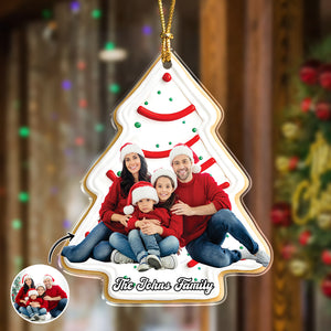 Custom Photo Christmas Tree Cake Family Acrylic Ornament Gift For Mom, Dad, Brother, Sister, Kids HO82 900072