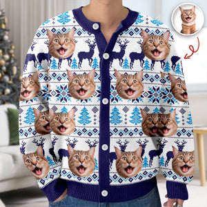 Custom Cat Photo Ugly Cardigan Gift For Cat Lovers LM32 897127