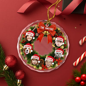Custom Wreath Photo Christmas Glass Ornament Gift For Family LM32 897213