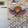 Personalized Name USA Bald Eagle with Flag Sign Independence Day Monogram Metal Sign LM32 897895
