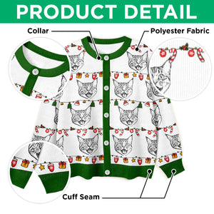 Custom Pet Photo Pencil Drawing Christmas Ugly Cardigan For Pet Lovers LM32 897133