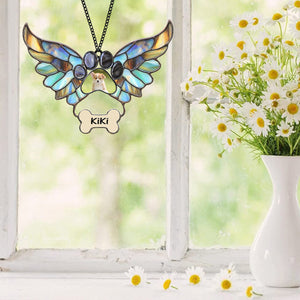 Custom Photo Pet Memorial With Angel Wings and Paw Print Suncatcher TH10 898115