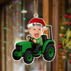 Custom Photo 3D Effect Little Boy With Excavator Acrylic Ornament Christmas Gift For Family LM32 895813