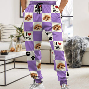 Custom Photo I Love My Dog Cat Sweatpants Gift For Pet Lovers HA75 892606