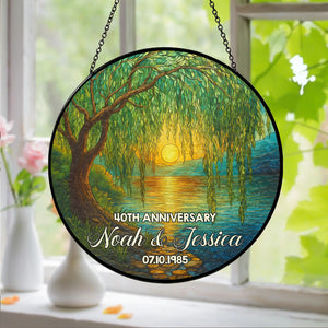 Personalized Tree of Life Stained Glass Suncatcher Anniversary Gift For Parents HA75 897106