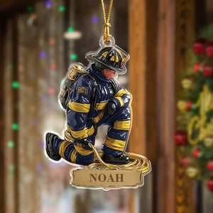 Personalized Name Proud Of Firefighter Christmas Acrylic Ornament LM32 897215