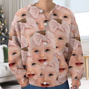 Custom Funny Kid Face Cardigan Gift For Family CH07 899826