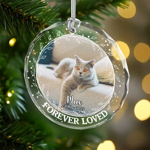 Custom Photo Forever Loved Christmas Glass Ornament Memorial Gift For Cat Lovers TH10 896405