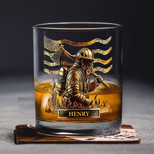 Custom Name Firefighter Personalized Print Whiskey Glass Gift For Dad, Father HA75 898062