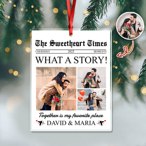 Custom Photo The Sweetheart Times Acrylic Ornament Christmas Gift For Couples HO82 894852