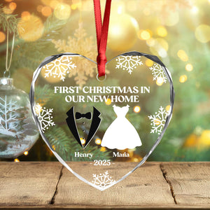 Our First Christmas As Mr & Mrs Personalized Heart Shaped Glass Ornament Anniversary Christmas Wedding Gifts HA75 897138