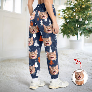 Custom Photo Cat Christmas Sweatpants, Gift For Cat Mom Cat Dad HA75 897144